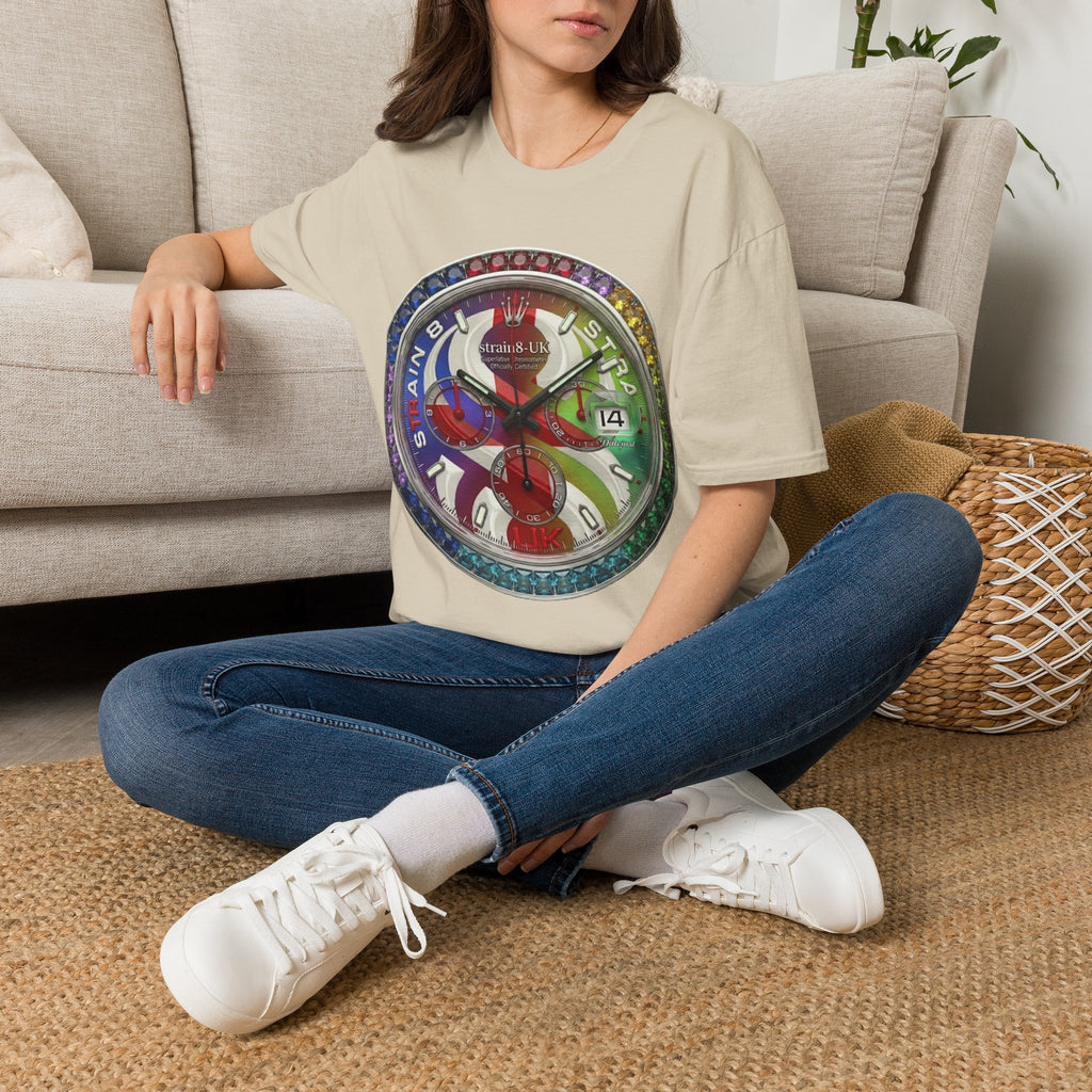 Rainbow Watch Face Graphic T‑Shirt —Strain8-UK Colourful Timepiece Dial Design