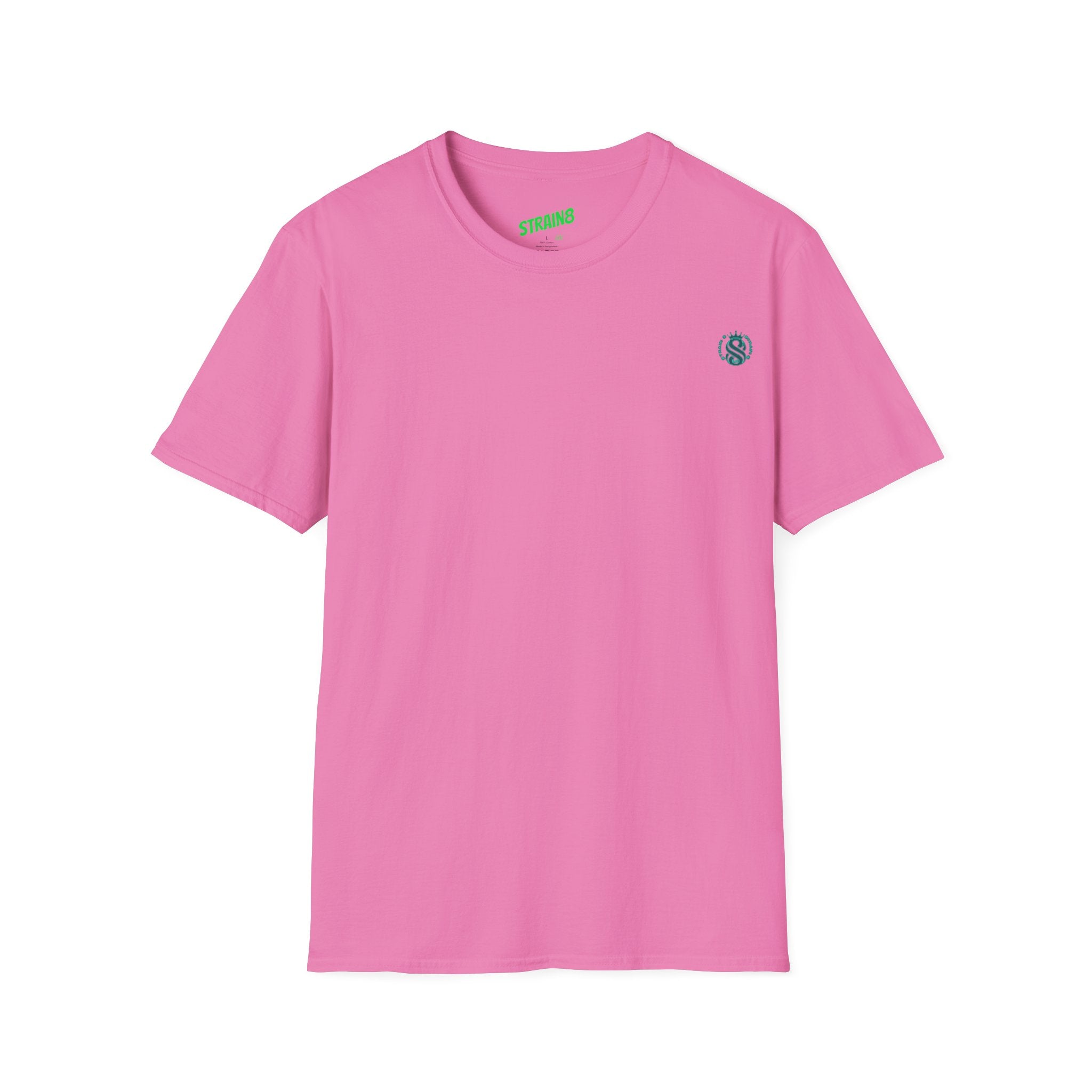 Minimal White T‑Shirt with Small Strain8-UK Chest Emblem — Classic Casual Tee