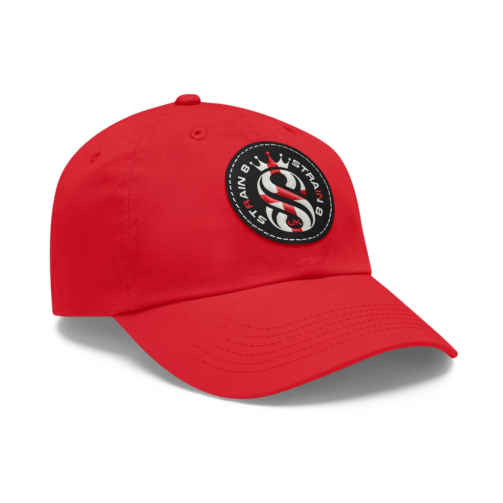 Leather Patch Dad Hat — Round Strain8-UK Cap for Casual Streetwear