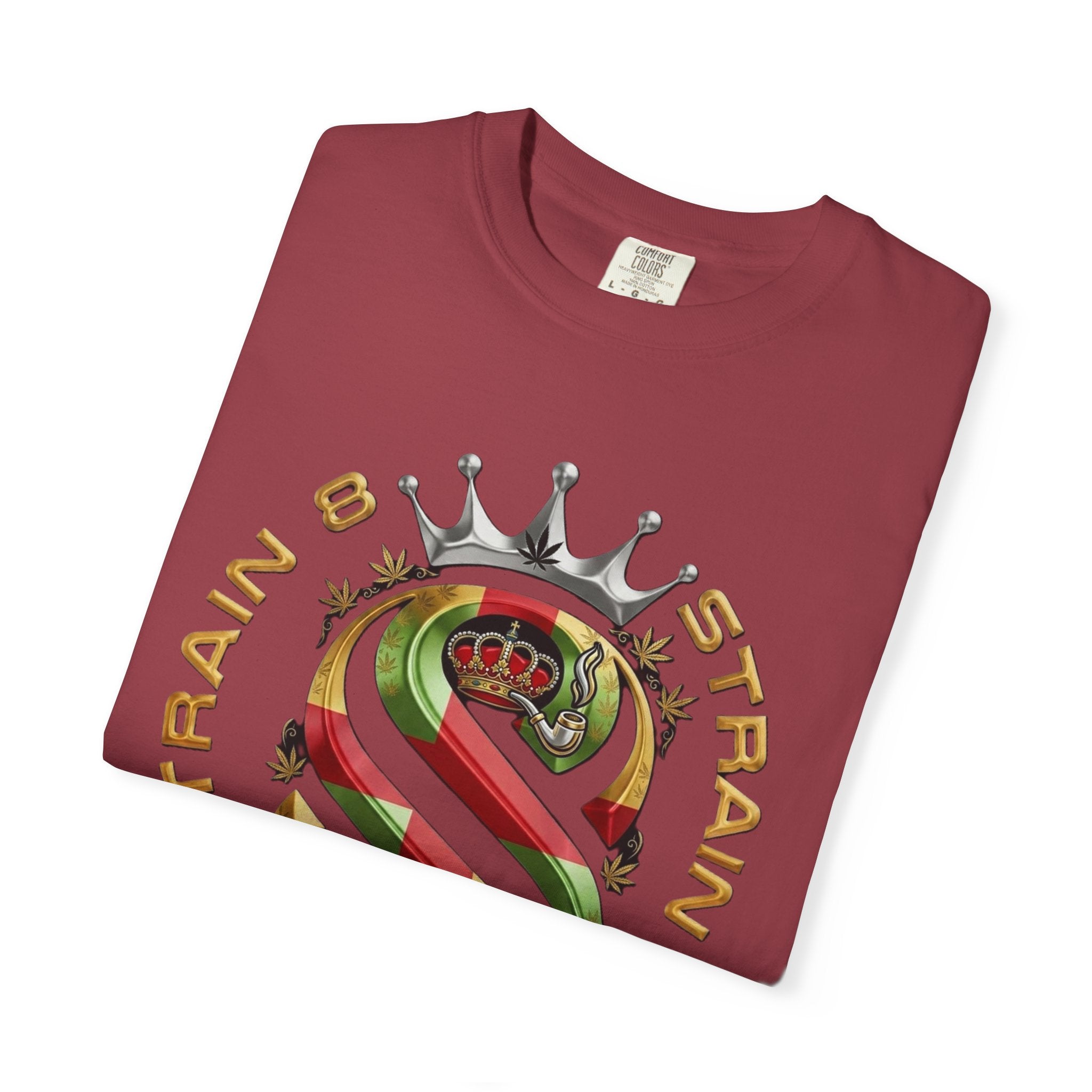 Strain8-UK Crown Logo T-Shirt — St George Cross Mixed With Spanish Flahg-Inspired Graphic Tee