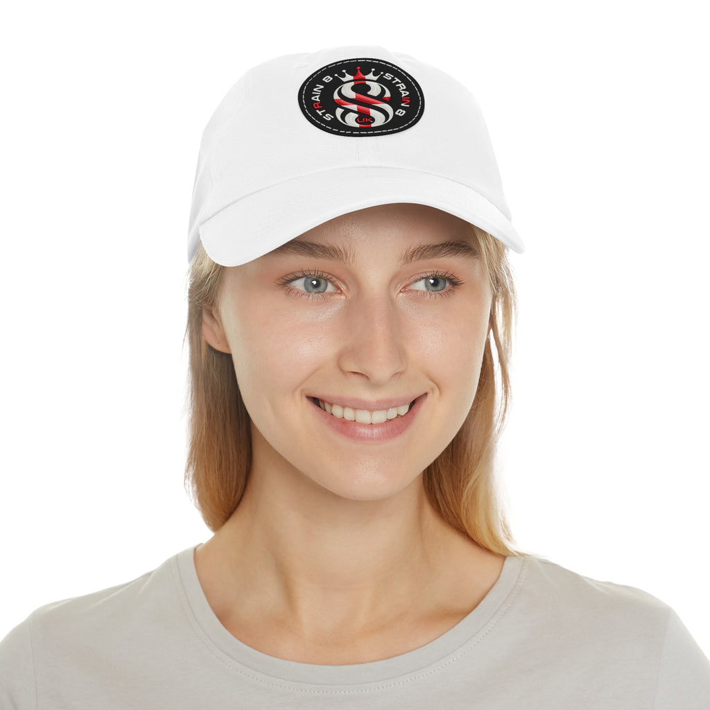Leather Patch Dad Hat — Round Strain8-UK Cap for Casual Streetwear