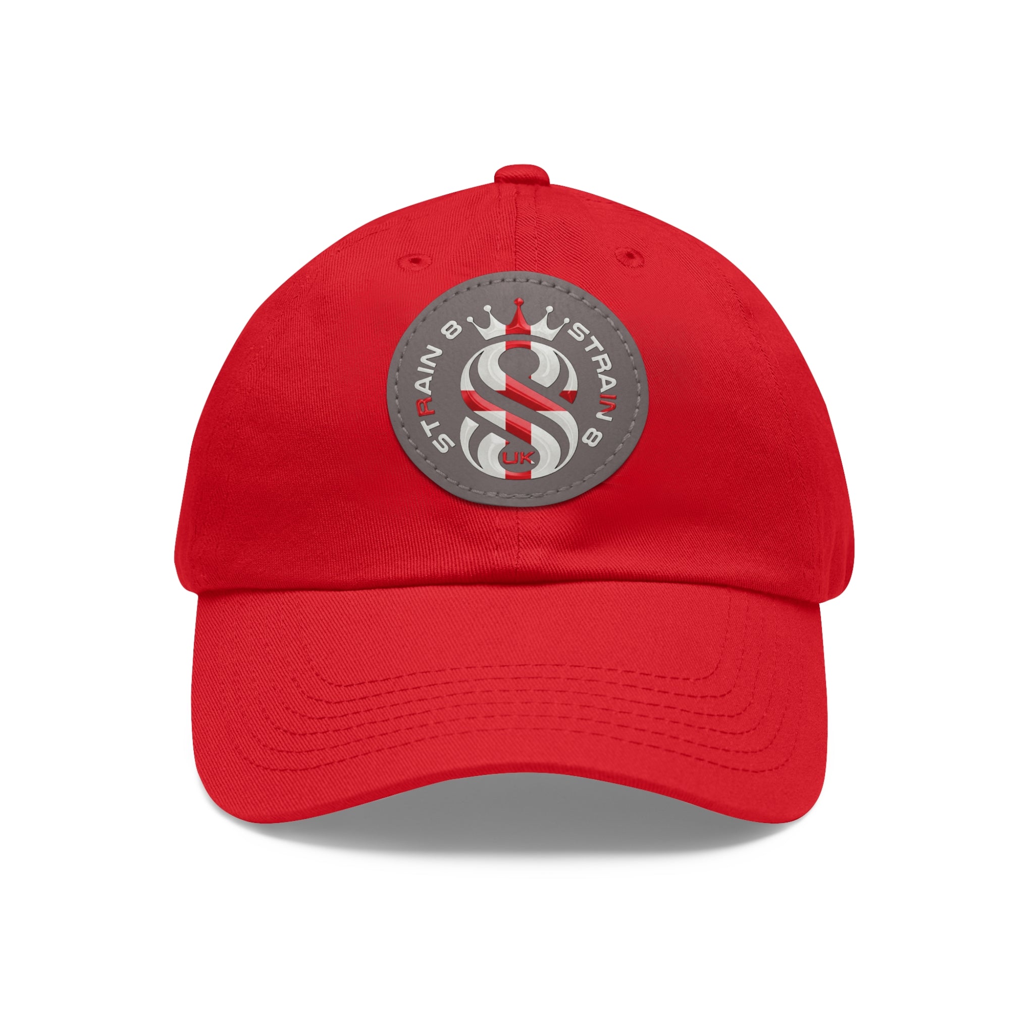 Leather Patch Dad Hat — Round Strain8-UK Cap for Casual Streetwear