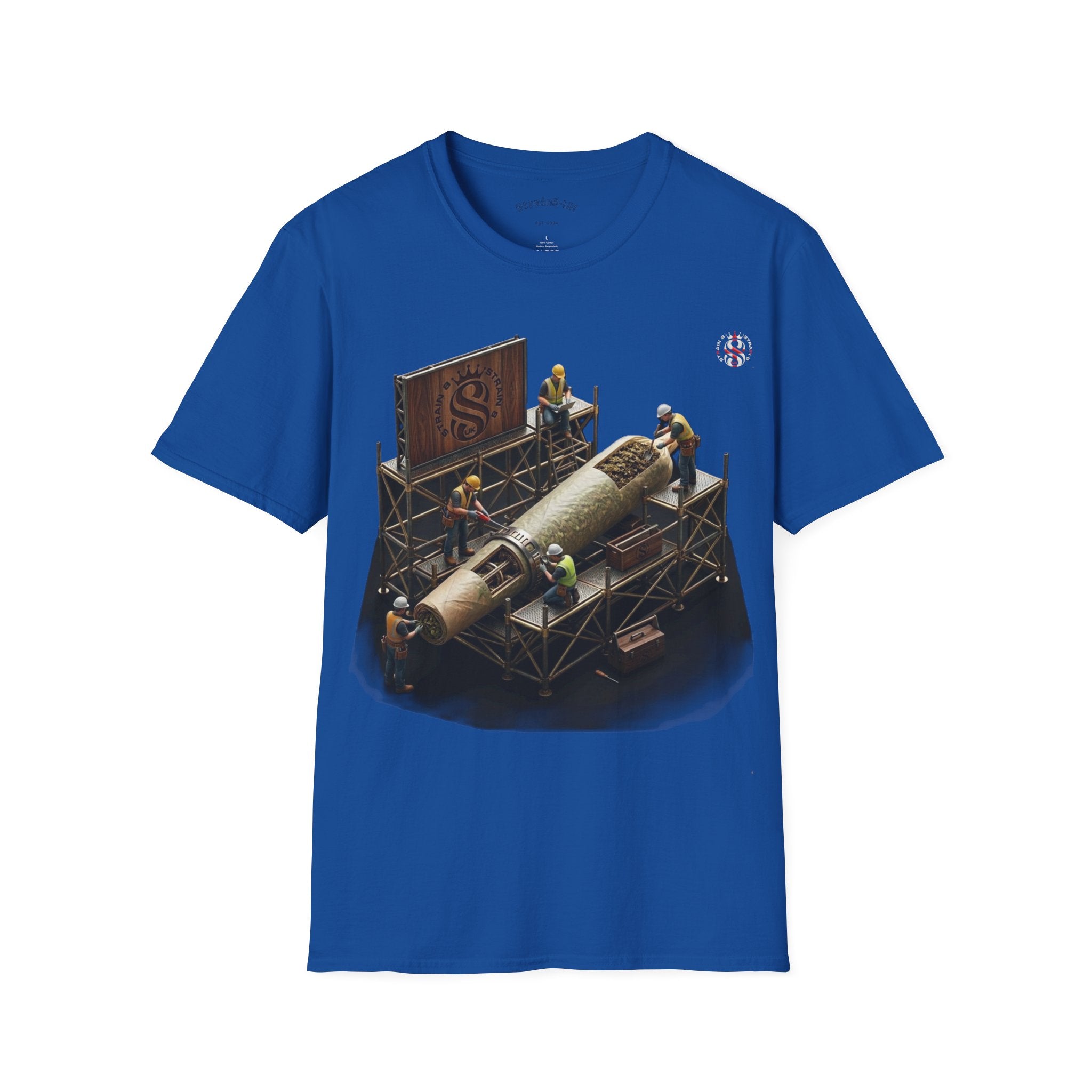 Aerospace Restoration S8-UK Crew T-Shirt — Rocket Repair Workshop Illustration