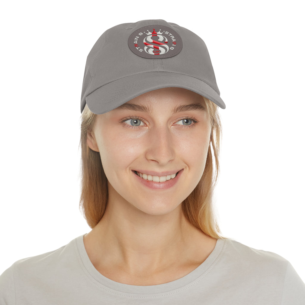Leather Patch Dad Hat — Round Strain8-UK Cap for Casual Streetwear