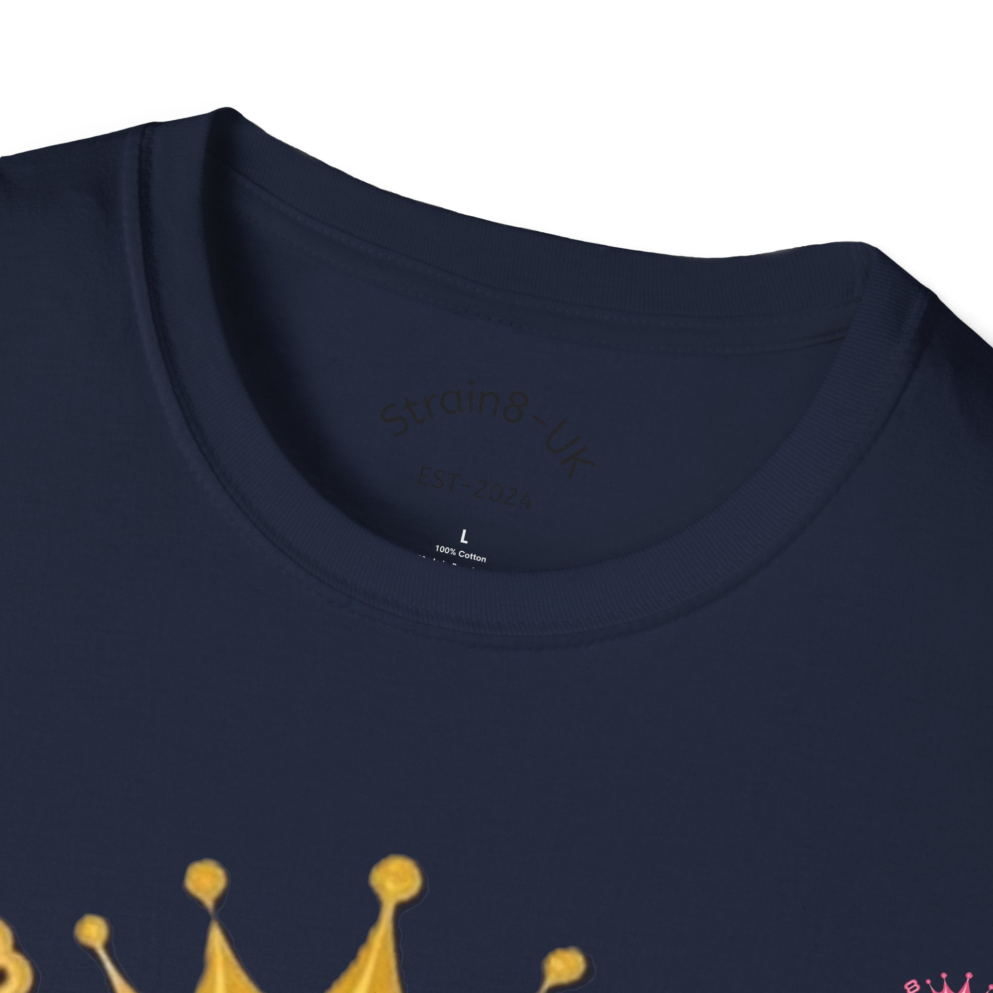 Strain8-UK Crowned Purple Floral & Original Logo T-Shirt — Strain8-UK Graphic Tee