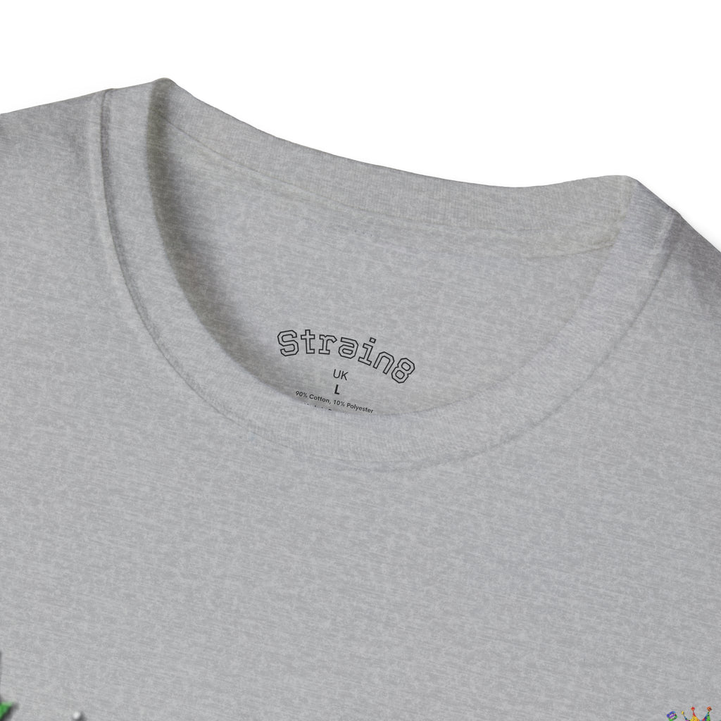 Strain8-UK Psychedelic Crown S8 Logo T-Shirt — Colorful Abstract Graphic Tee
