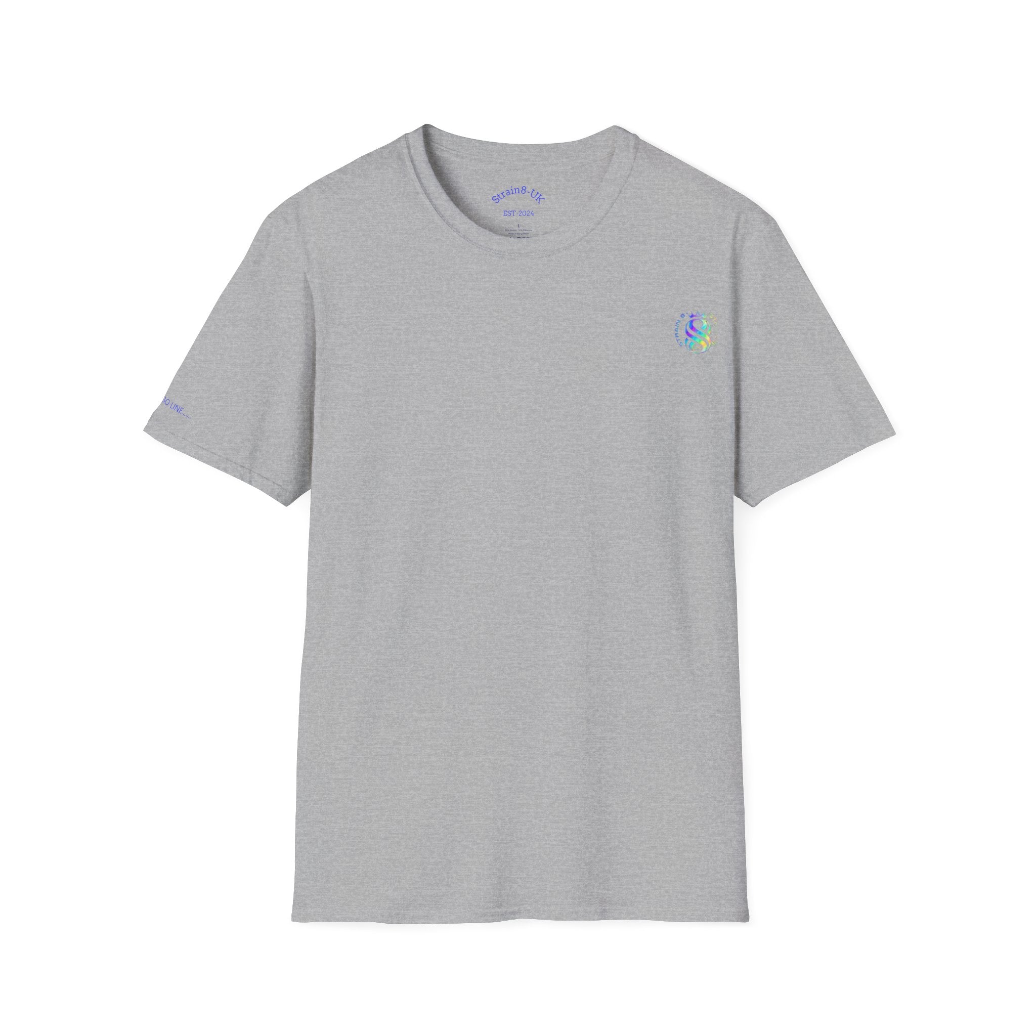 Strain8-UK Logo T-Shirt — Small Embroidered Globe Tee, THE LOGO LINE........