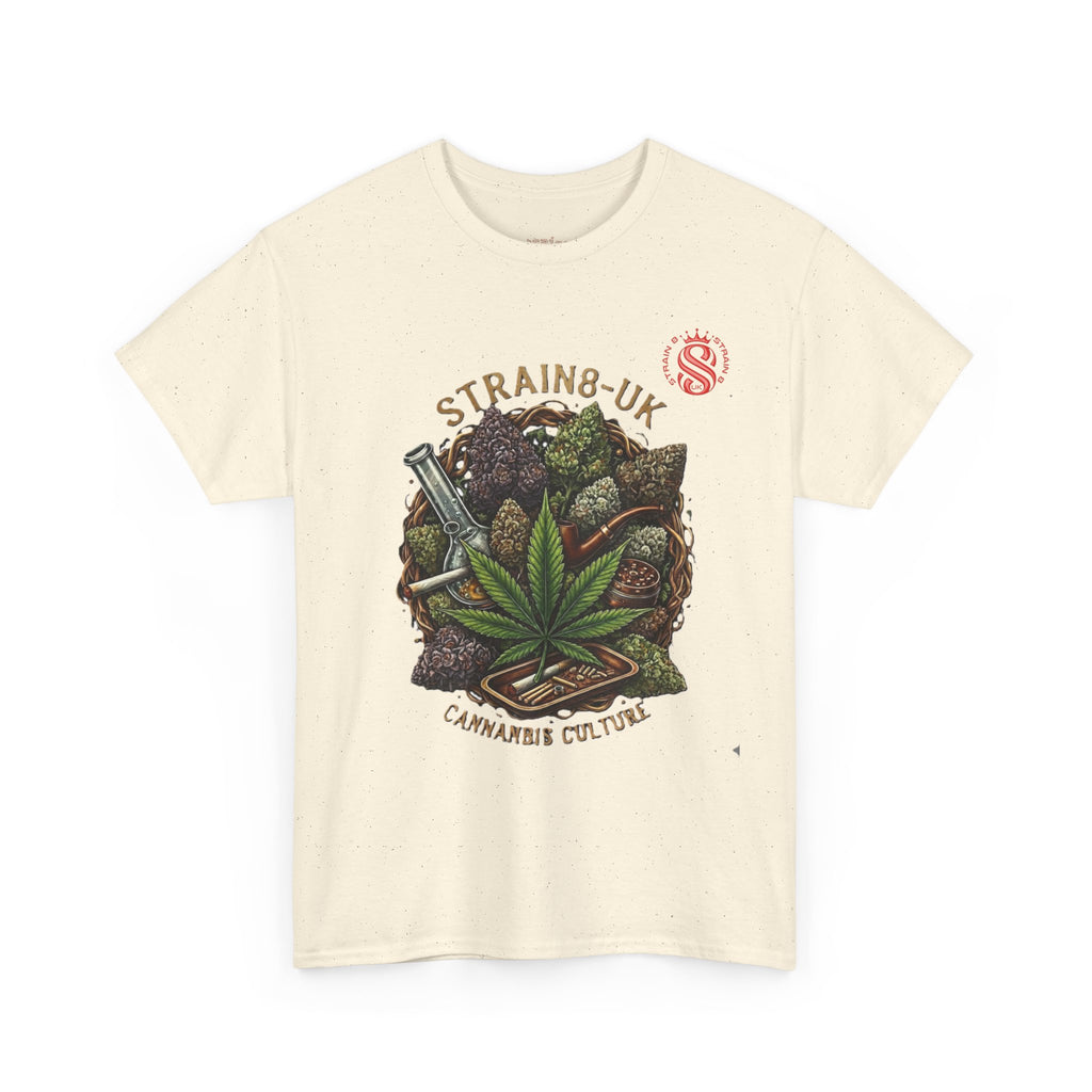Strain8-UK Cannabis Culture T-Shirt — "Strain8-UK" Vintage Marijuana Leaf Graphic Tee