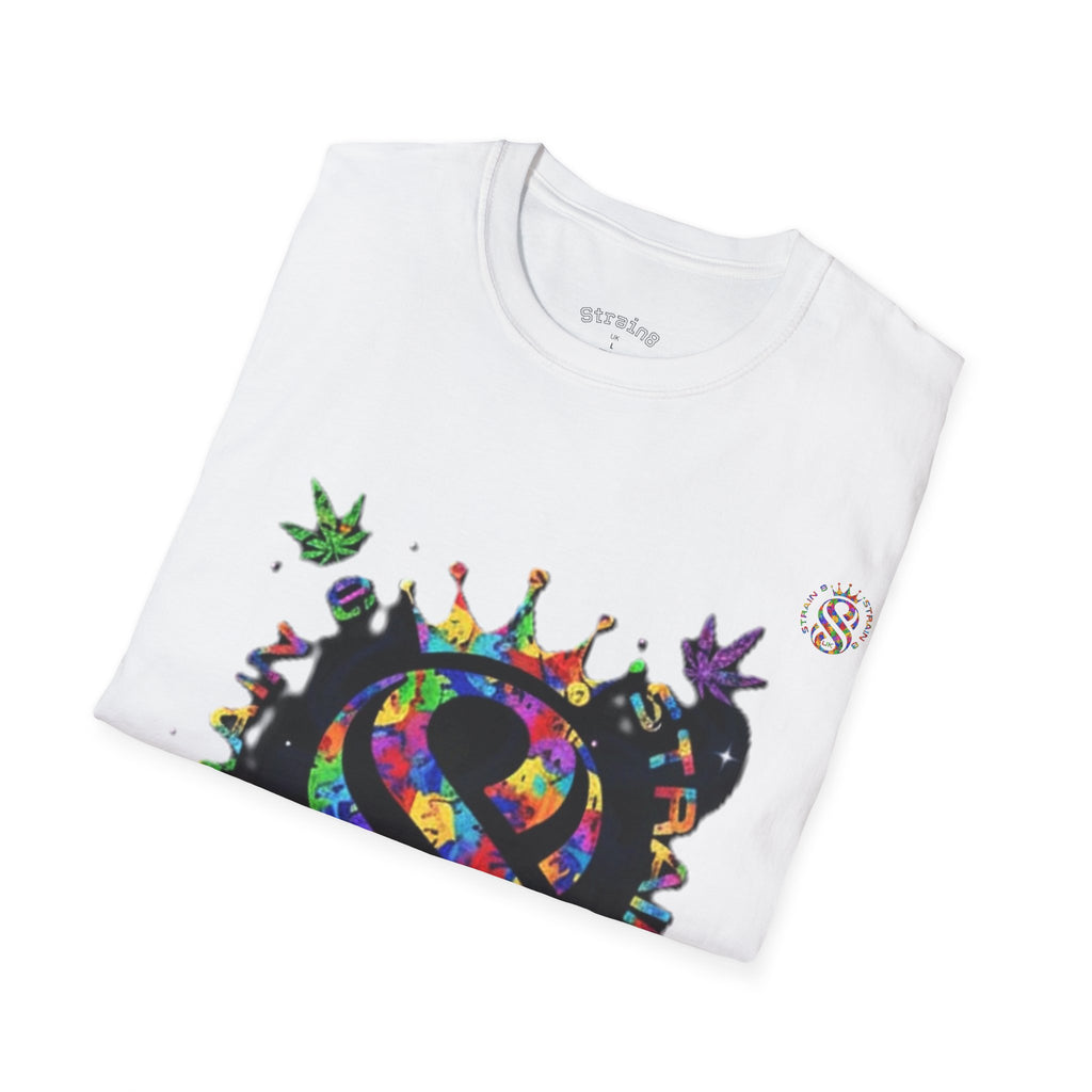 Strain8-UK Psychedelic Crown S8 Logo T-Shirt — Colorful Abstract Graphic Tee