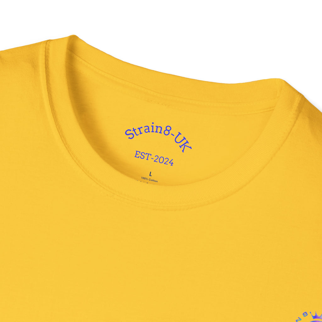 Strain8-UK Logo T-Shirt — Small Embroidered Globe Tee, THE LOGO LINE........