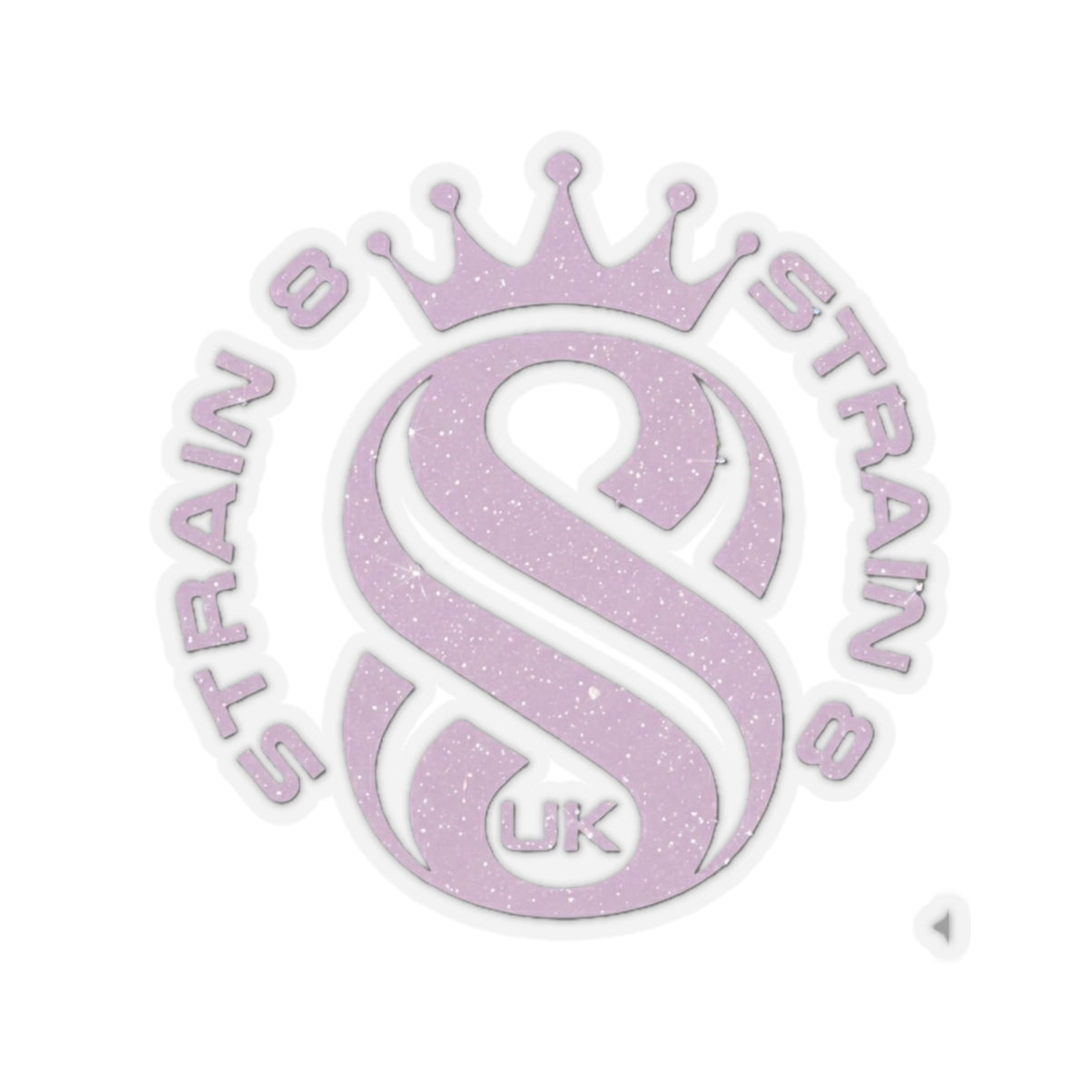 Strain8-UK S8 Crown Kiss-Cut Sticker — Glitter Lilac Logo Sticker