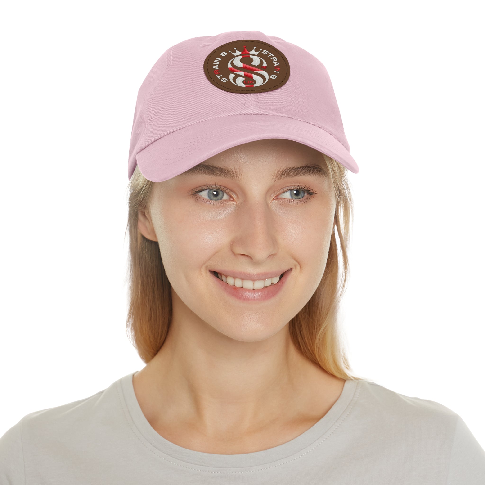 Leather Patch Dad Hat — Round Strain8-UK Cap for Casual Streetwear