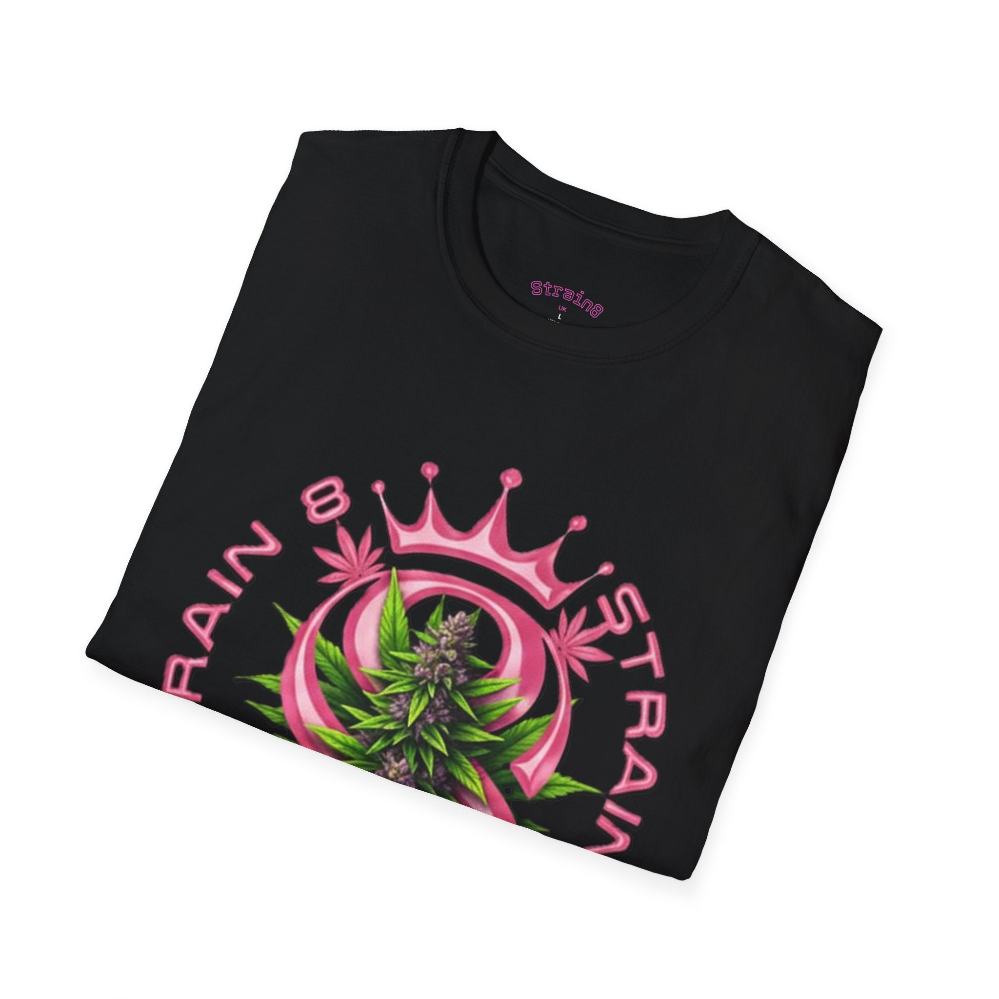 Strain8-UK logo/mixed Cannabis Crown T-Shirt — Train & Treat Floral Weed Graphic Tee