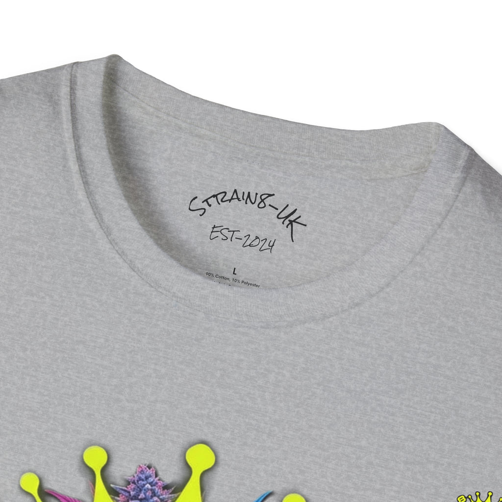 Strain8-UK  T-Shirt — 'Strain8-UK' Crown Cannabis Design with flower T shirt