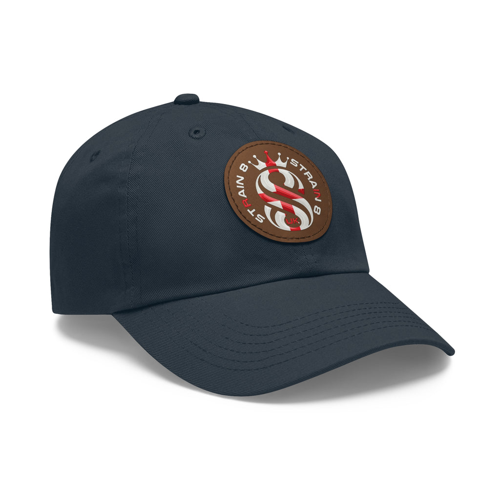 Leather Patch Dad Hat — Round Strain8-UK Cap for Casual Streetwear