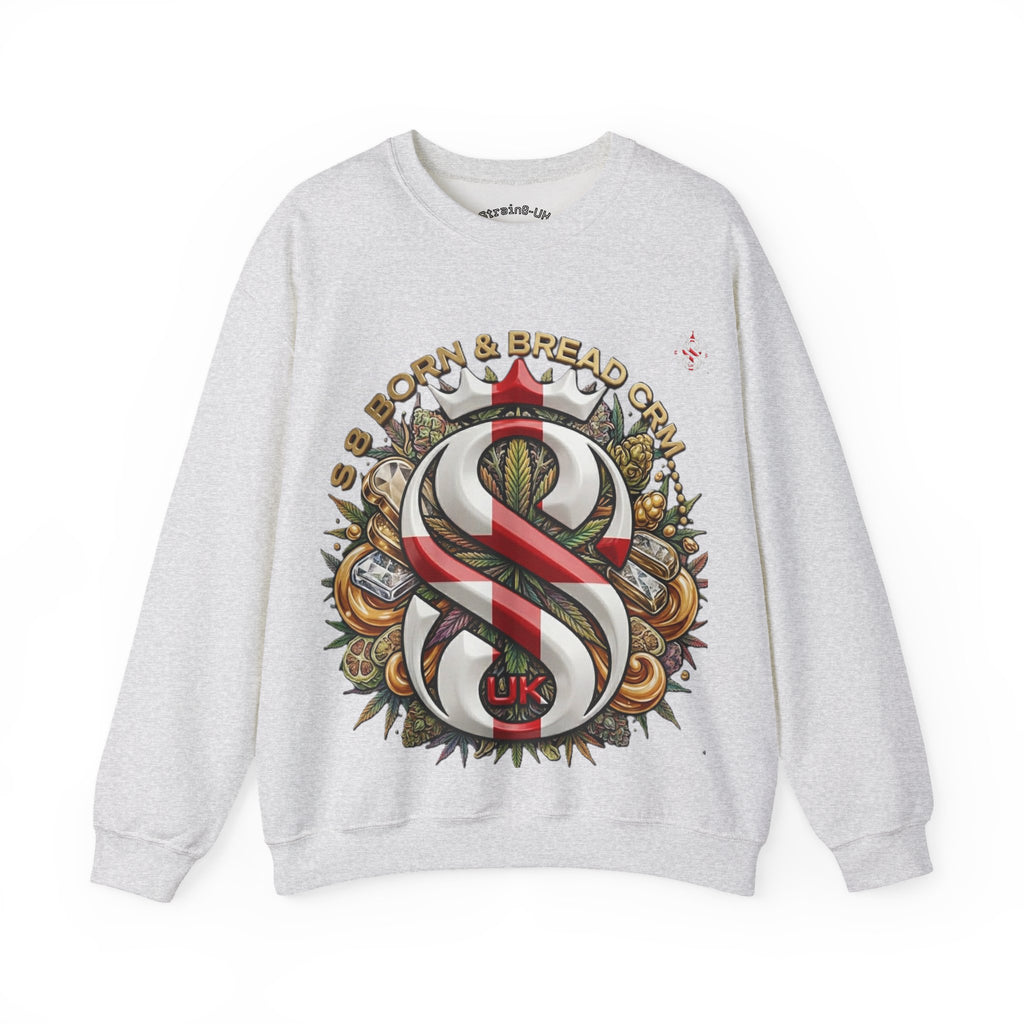 Crewneck Sweatshirt — Celtic S8-UK & Red Ribbon Emblem with ‘Born & Bread Again’ Graphic CRM EDITION