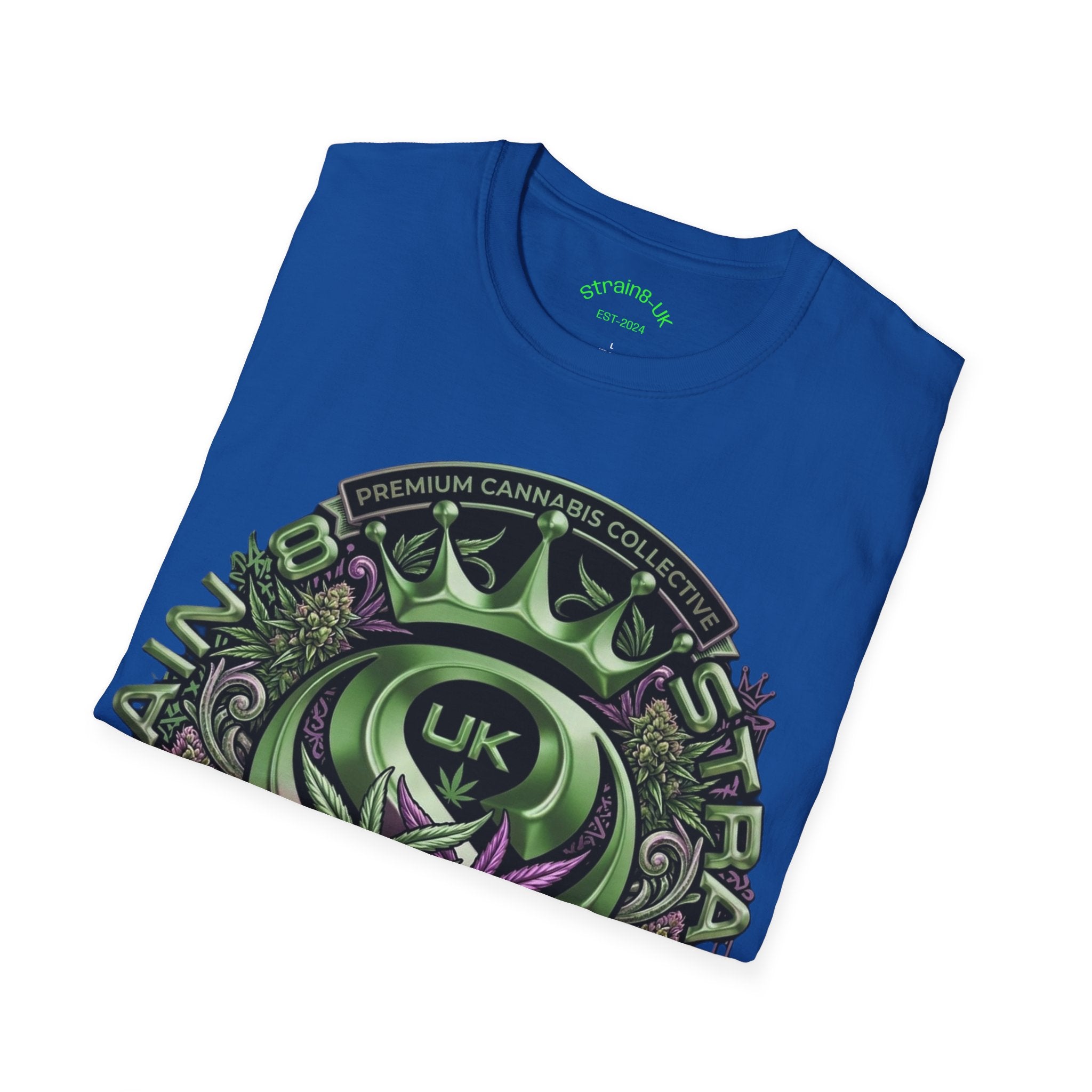 Strain8-UK Cannabis Crown Graffiti T-Shirt — S8-UK Green & Purple Streetwear