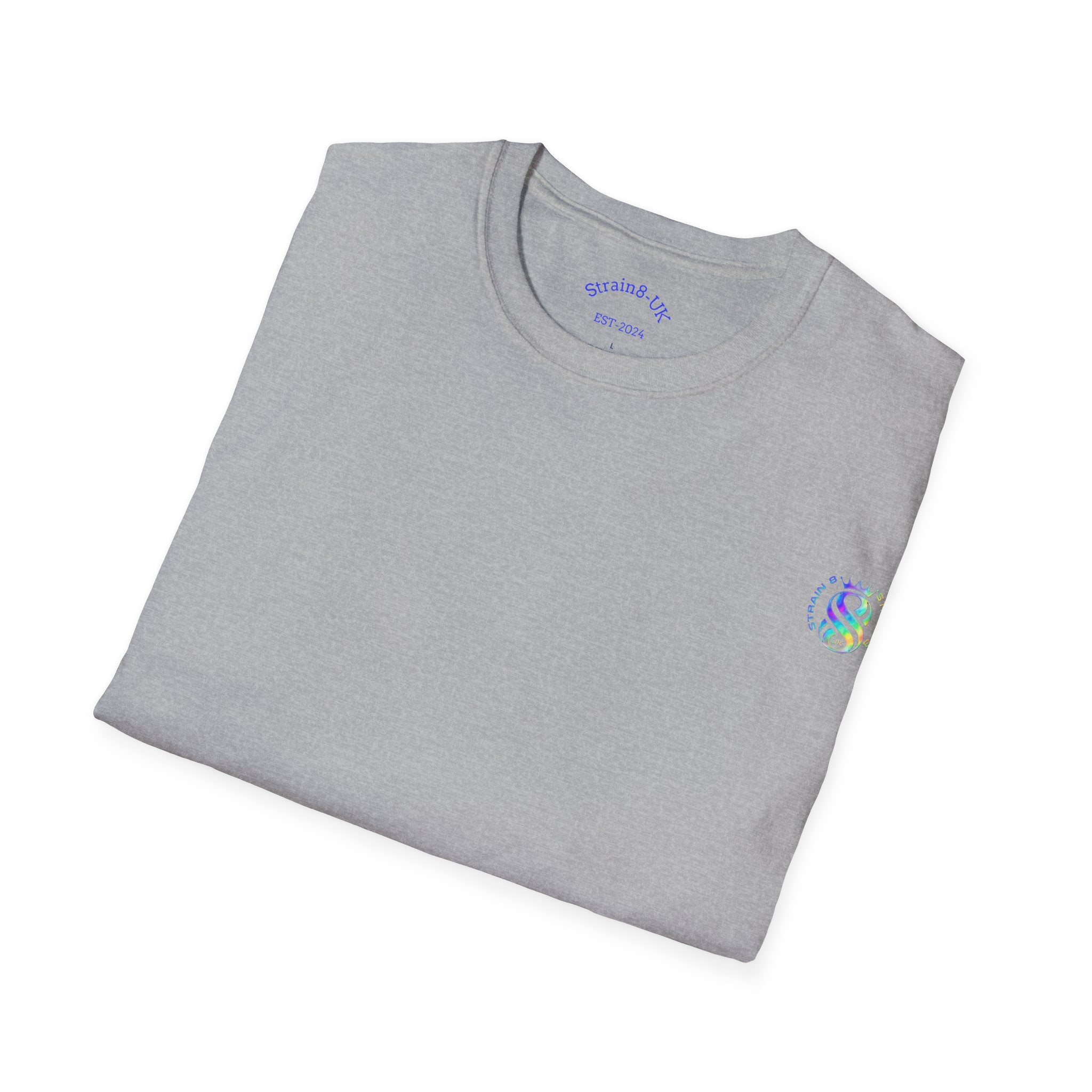 Strain8-UK Logo T-Shirt — Small Embroidered Globe Tee, THE LOGO LINE........