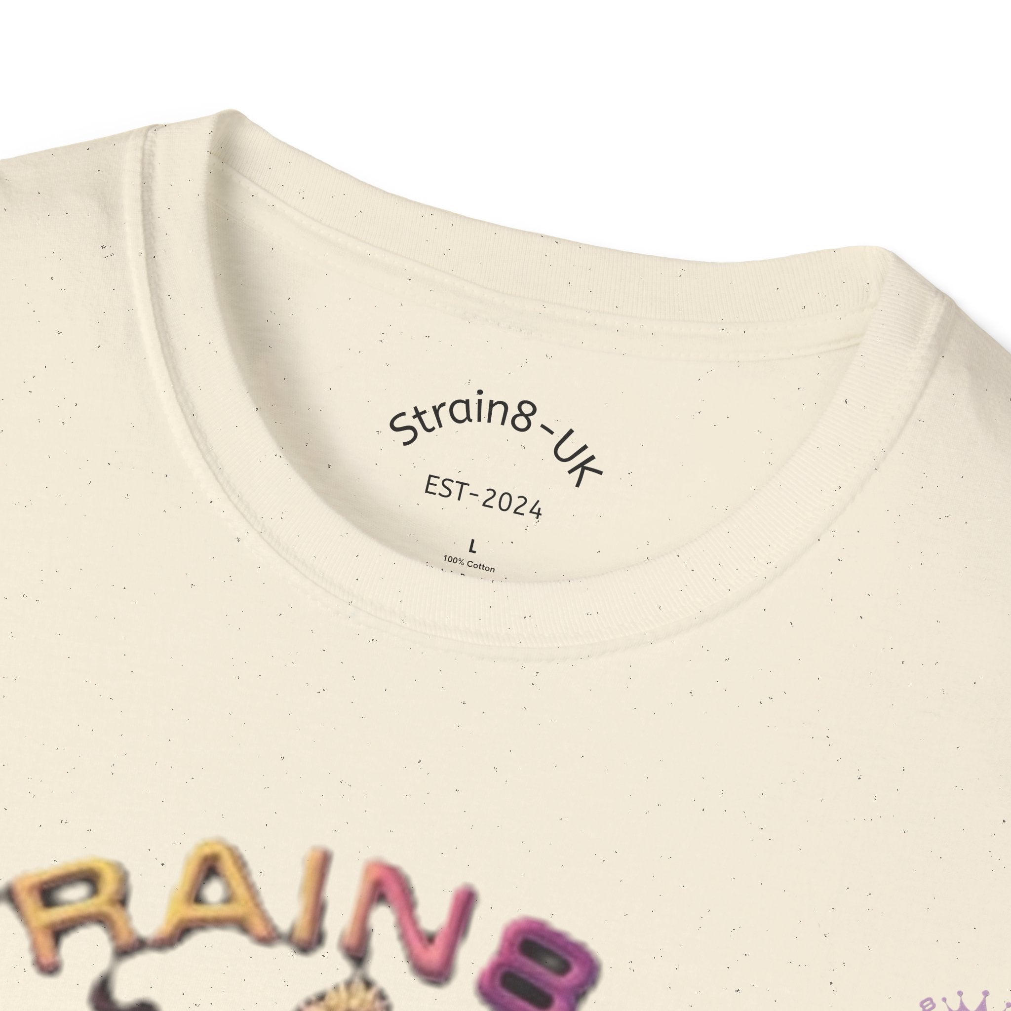 Strain8-UK T‑Shirt — Vibrant Psychedelic Leaf&Logo ‘STRAIN8-UK’ Graphic Tee