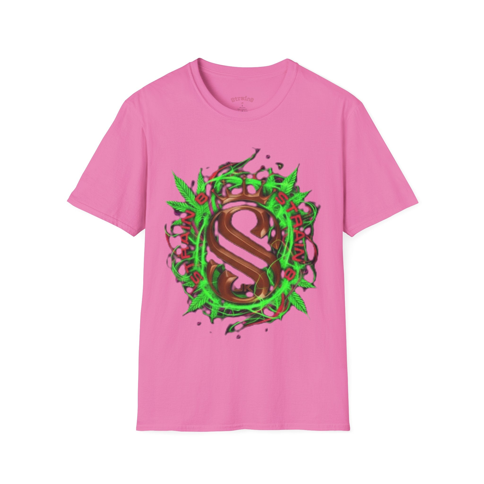Strain8-UK Chocolate Brown Monogram T‑Shirt — Green Vines Rustic Letter S8 Graphic Tee