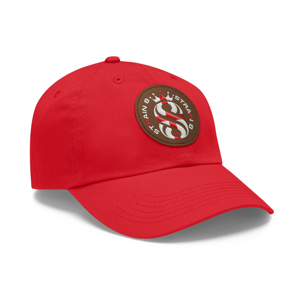 Leather Patch Dad Hat — Round Strain8-UK Cap for Casual Streetwear