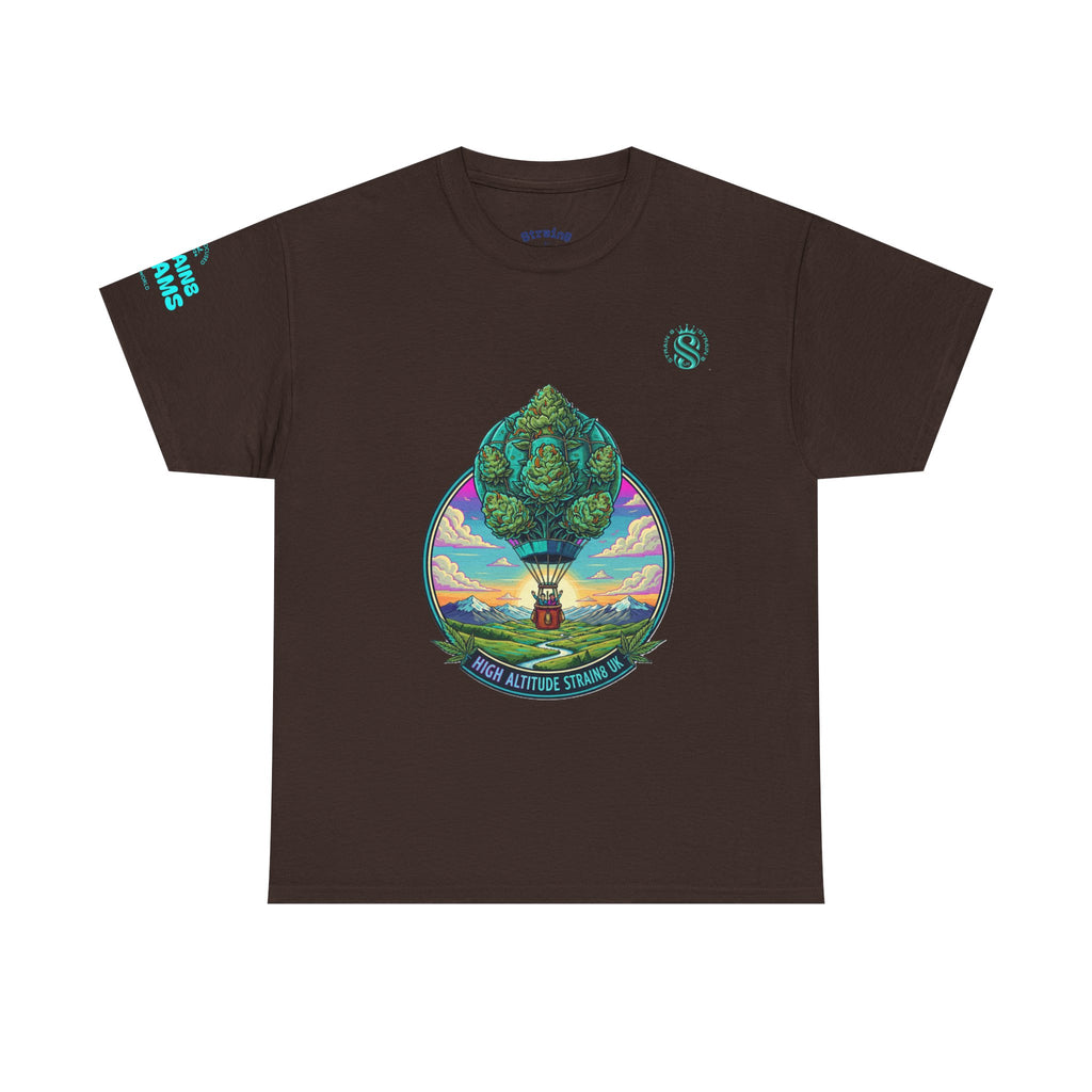 Strain8-UK T-Shirt — "High Altitude Strains" Hot Air Balloon Tree Graphic Tee