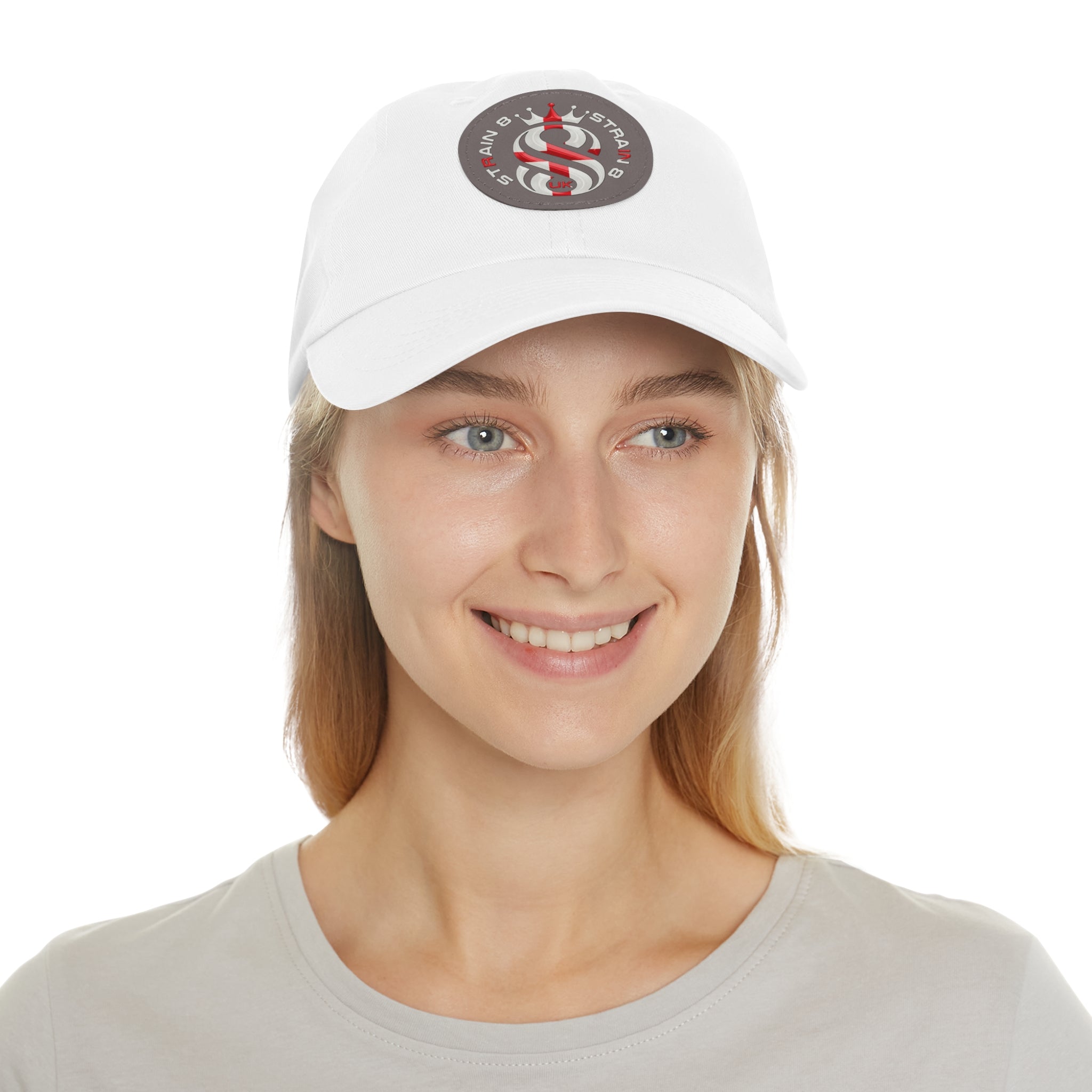 Leather Patch Dad Hat — Round Strain8-UK Cap for Casual Streetwear