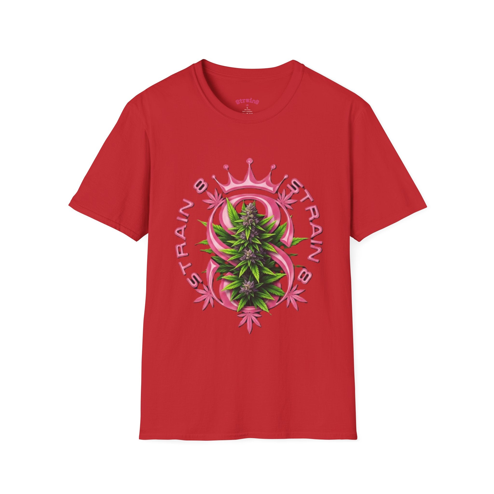 Strain8-UK logo/mixed Cannabis Crown T-Shirt — Train & Treat Floral Weed Graphic Tee