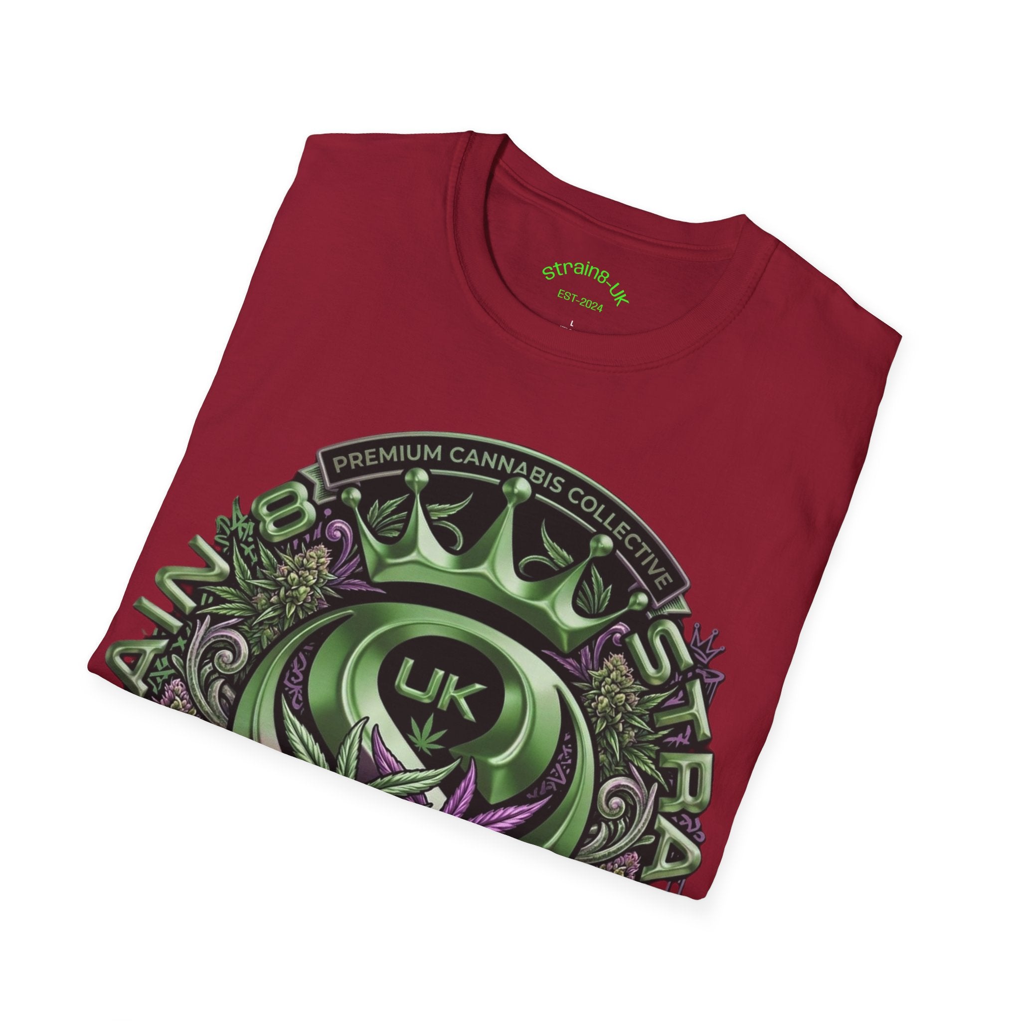 Strain8-UK Cannabis Crown Graffiti T-Shirt — S8-UK Green & Purple Streetwear
