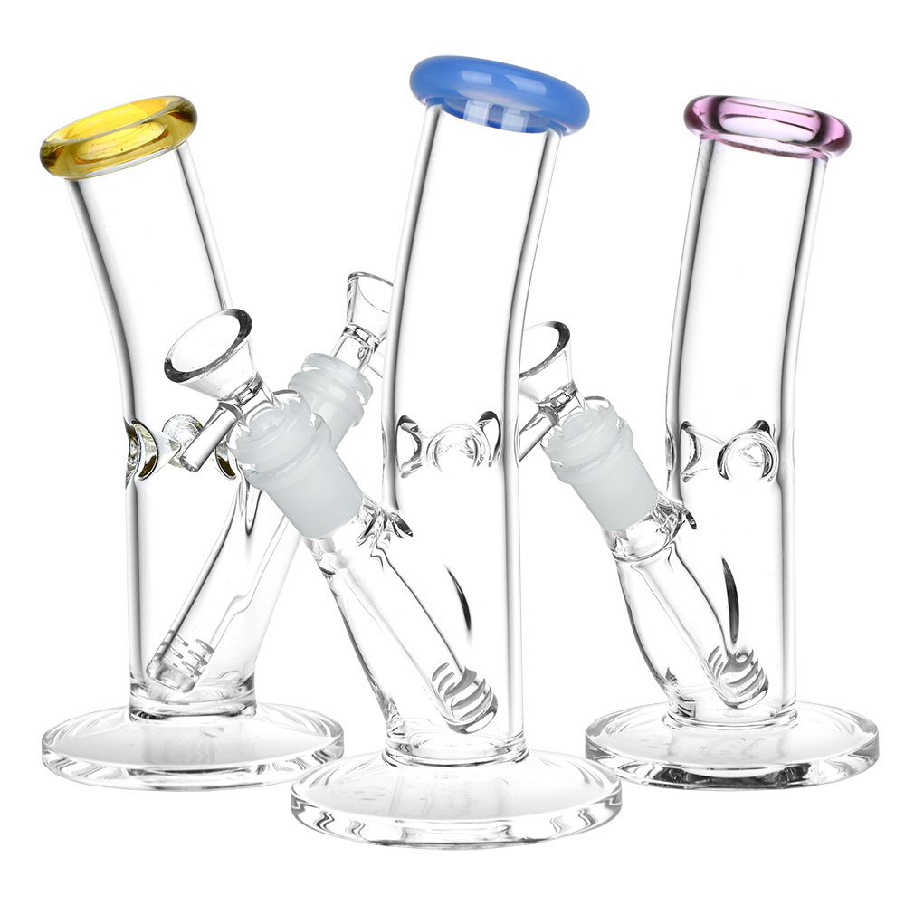 Classic Bent Neck Glass Straight Tube Bongs - Colors Vary