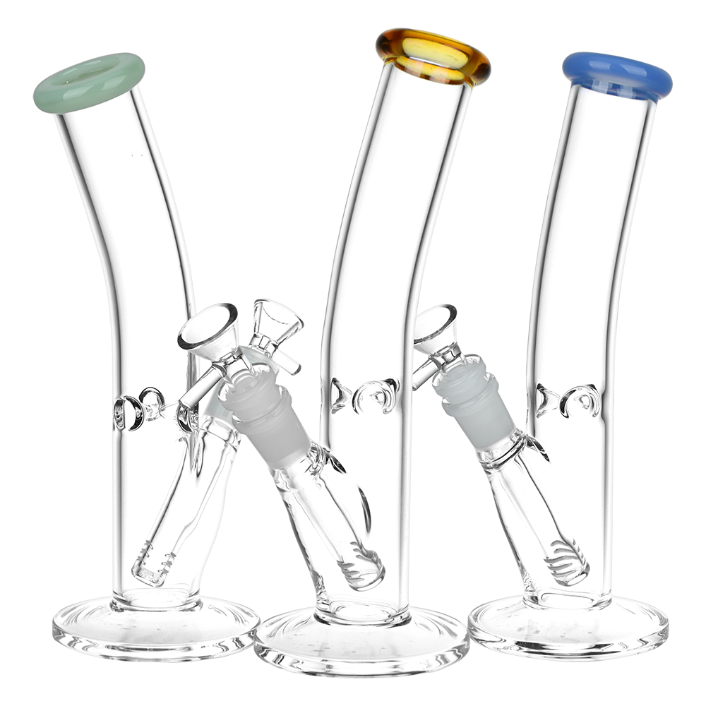Classic Bent Neck Glass Straight Tube Bongs - Colors Vary